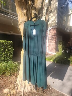 Universal Standard Teal Midi Dress with V-Neck New With Tags
